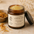 Natural Petroleum Free Jelly - Calendula Comfort Balm for Slugging, Tattoo Aftercare, Dry Skin Relief, Premium 2 oz Travel Glass Jar